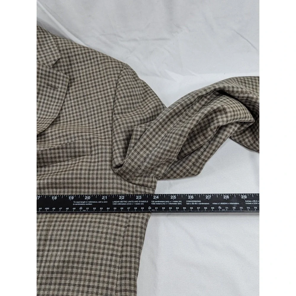 Ralph Lauren Blazer Sport Jacket Coat Silk Wool Linen Blend 44L‎ Tight Plaid EUC